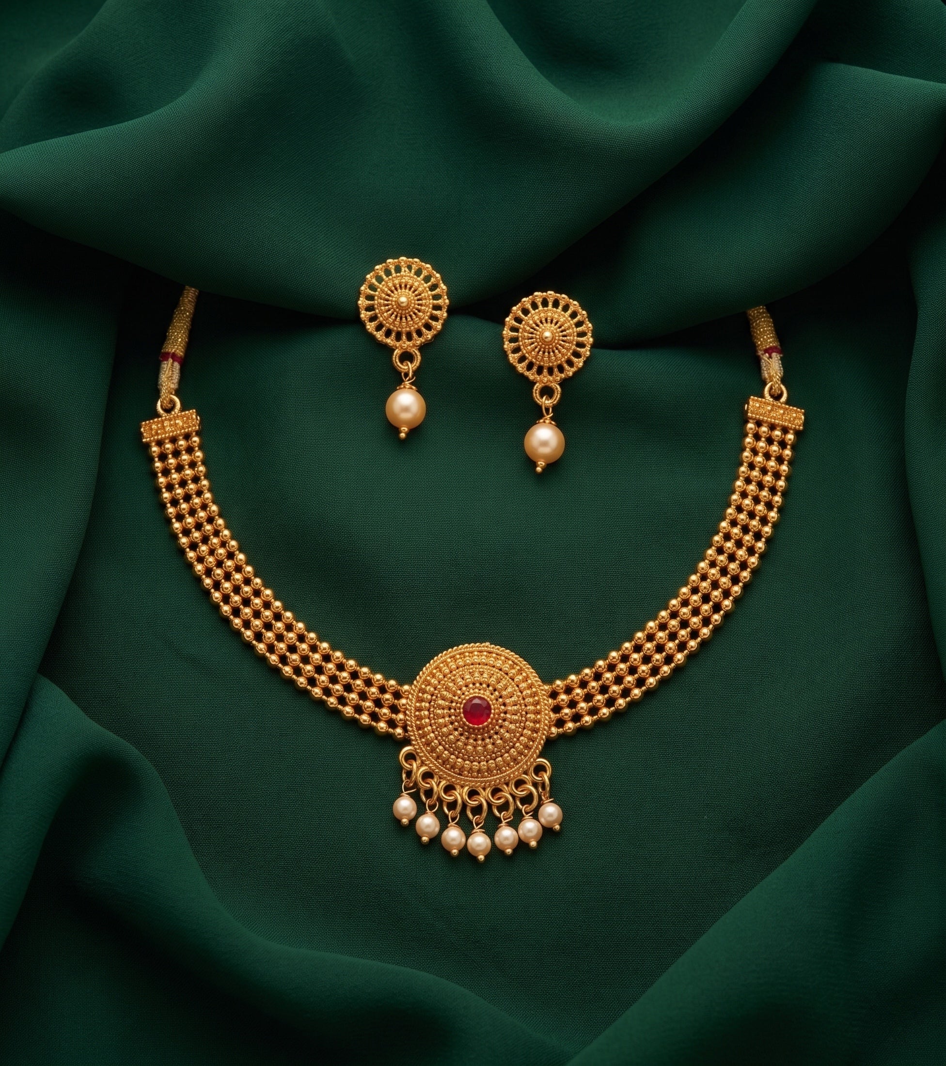 Gold Plated Treditional Necklace & Earrings