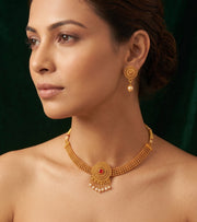 Gold Plated Treditional Necklace & Earrings