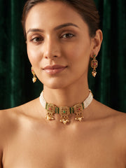 Gold Plated Treditional Choker Necklace & Earrings