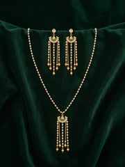 Gold Plated Indo-western Design Necklace With Earrings