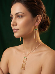 Gold Plated Indo-western Design Necklace With Earrings