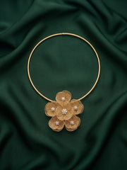 Women Gold-Plated Contemporary Filigree Floral Cluster Choker Collar Necklace