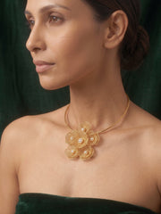 Women Gold-Plated Contemporary Filigree Floral Cluster Choker Collar Necklace