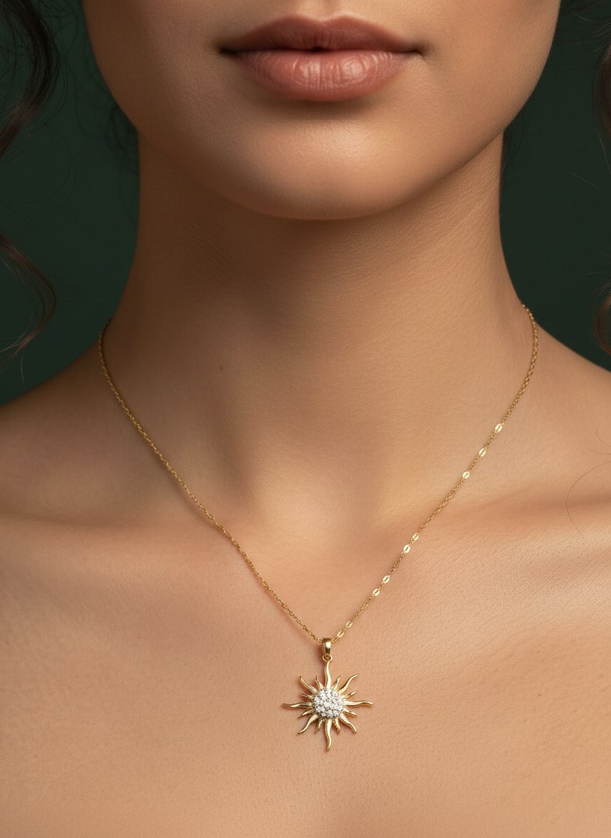 Trendy Sun Pendant with Chain