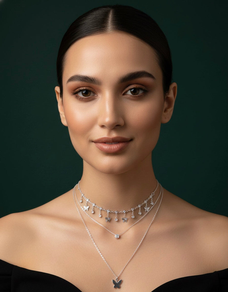 Fancy Star & Beaded Multi Layered Chain Necklace