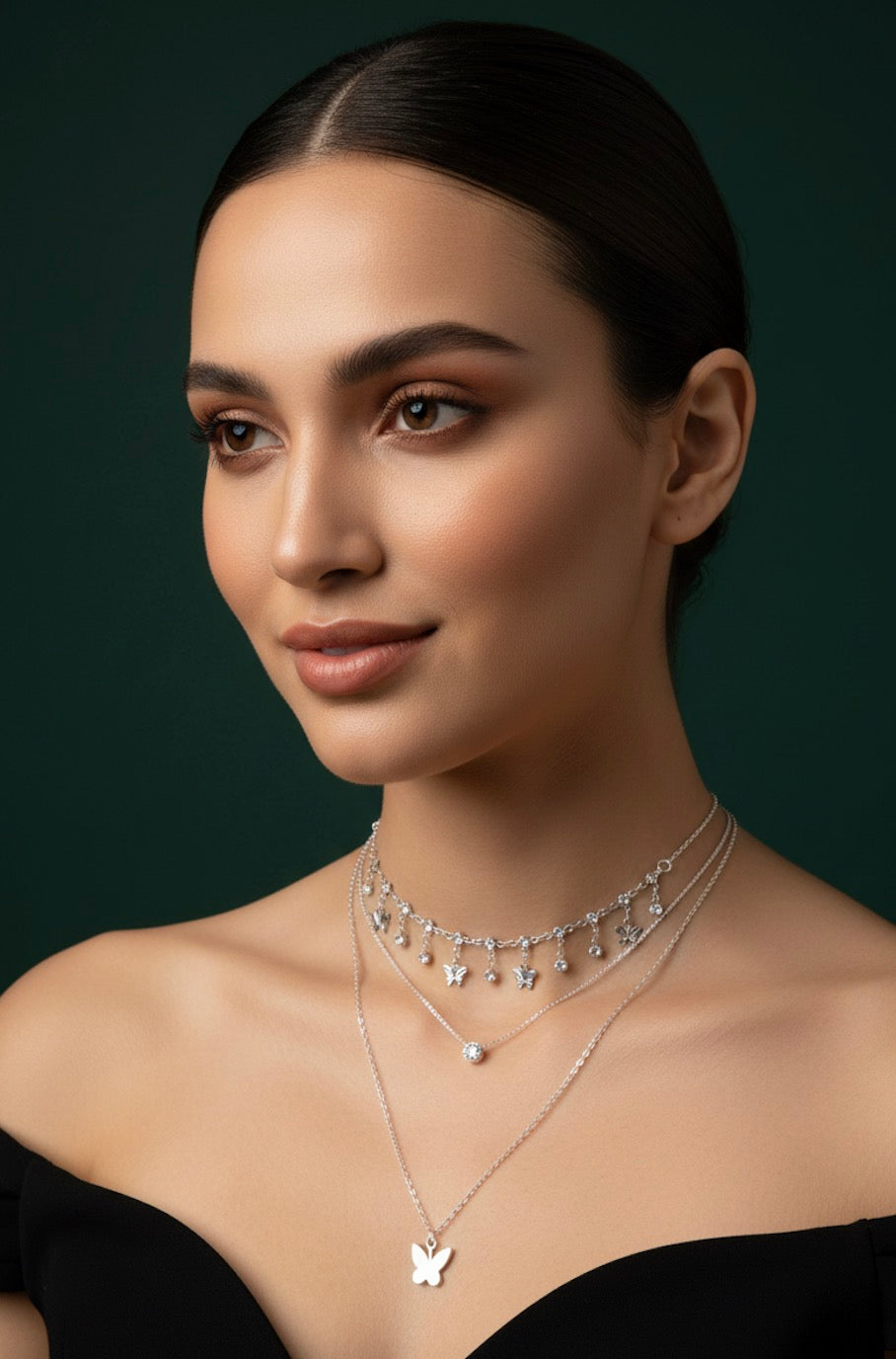 Fancy Star & Beaded Multi Layered Chain Necklace