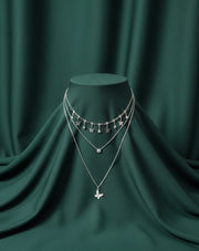 Fancy Star & Beaded Multi Layered Chain Necklace