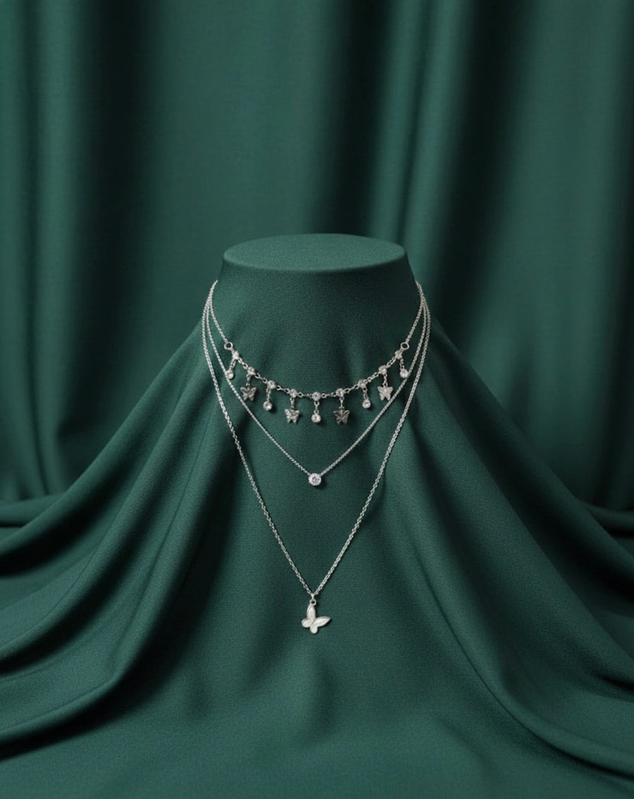 Fancy Star & Beaded Multi Layered Chain Necklace