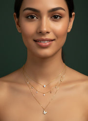 Fancy Gold Plated Three Layered Necklace