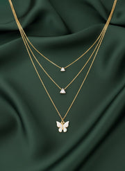 Beautiful Butterfly Pendant With Layered Chain Necklace