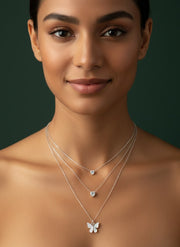 Trendy Silver Plated Three Layered Necklace