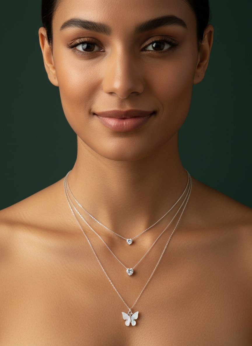 Trendy Silver Plated Three Layered Necklace