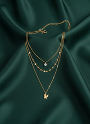 Unique Gold Plated Three Layered Necklace
