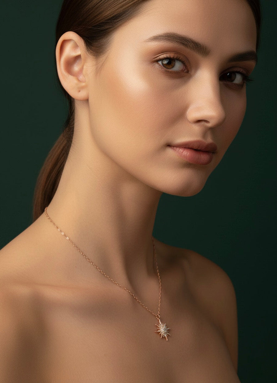 Trendy Sun-Shaped Pendant With Chain