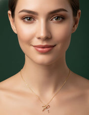 Gold Plated Chain With Stylish Bow Pendent