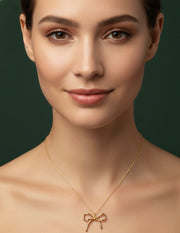 Gold Plated Chain With Stylish Bow Pendent