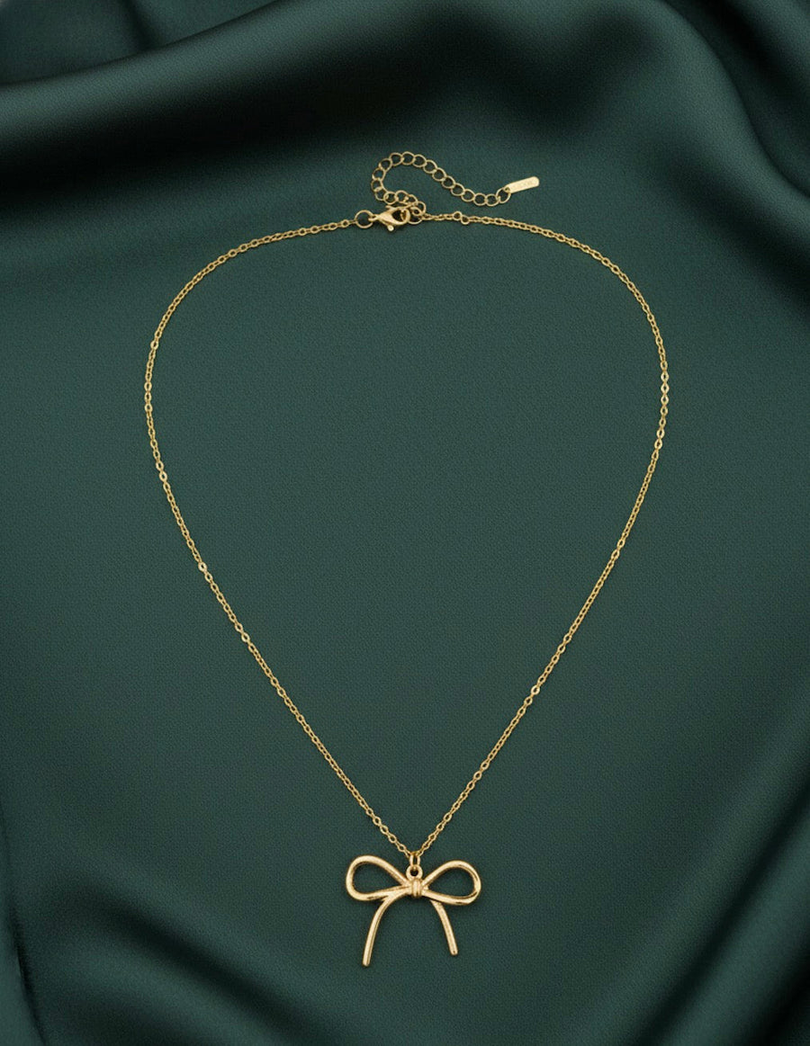 Gold Plated Chain With Stylish Bow Pendent