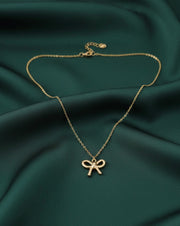 Gold Plated Chain With Stylish Bow Pendent