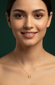 Gold Plated Chain With Stylish Bow Pendant