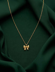 Gold Plated Chain With Stylish Bow Pendant