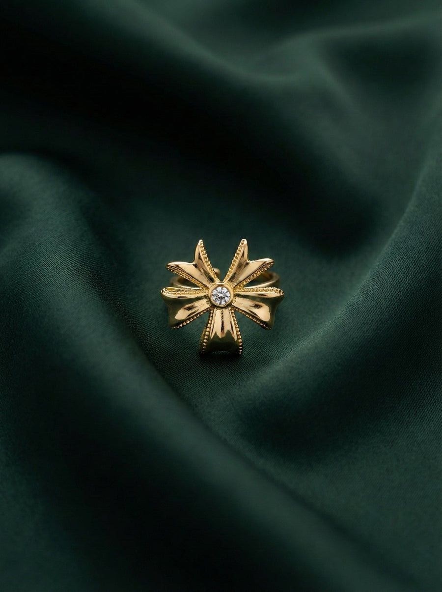 Fancy Beaded Bow Design Finger Adjustable Ring