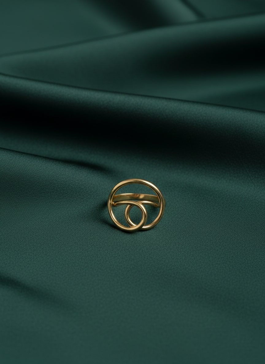 Golden Twisted Circular Ring