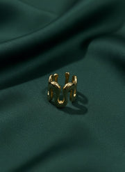 Wave-Textured Tarnish-Free Adjustable Ring