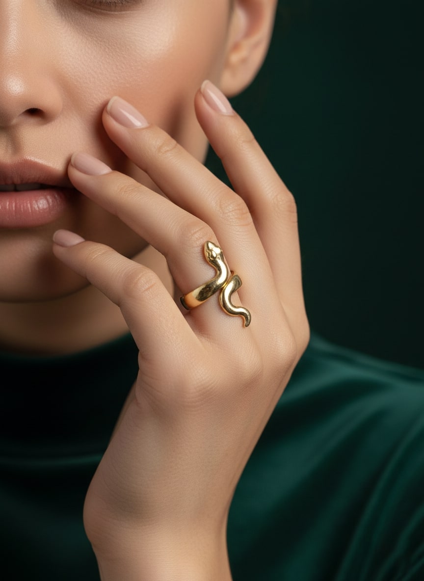 Stainless Steel Pleasant Snake Design Adjustable Finger Ring