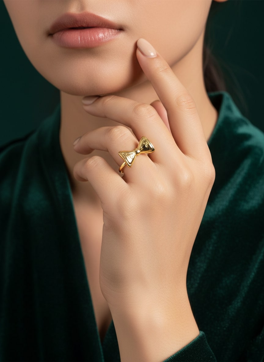 Antique Bow Design Adjustable Finger Ring