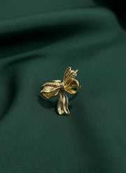 Antique Textured Ribbin Bow Adjustable Ring