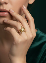 Beautiful Anti-Tarnish Star Fish Adjustable Ring