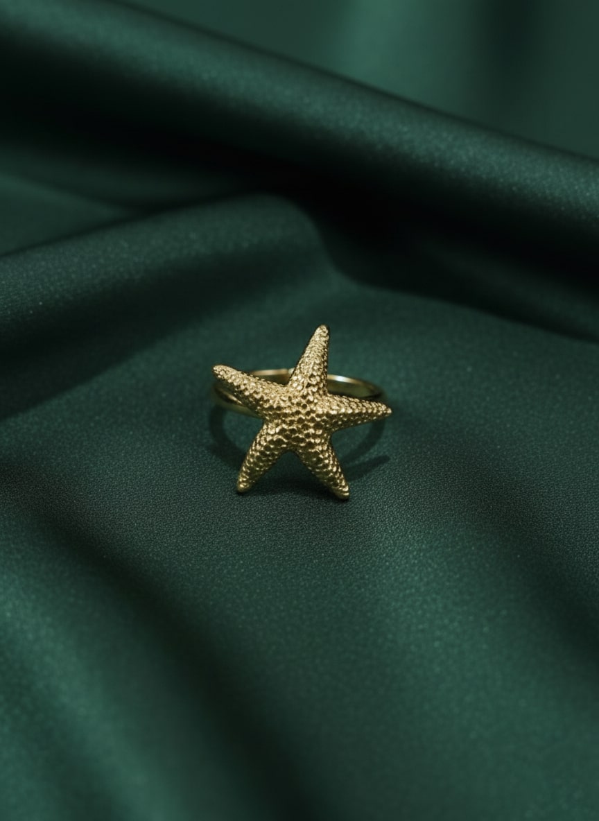 Beautiful Anti-Tarnish Star Fish Adjustable Ring