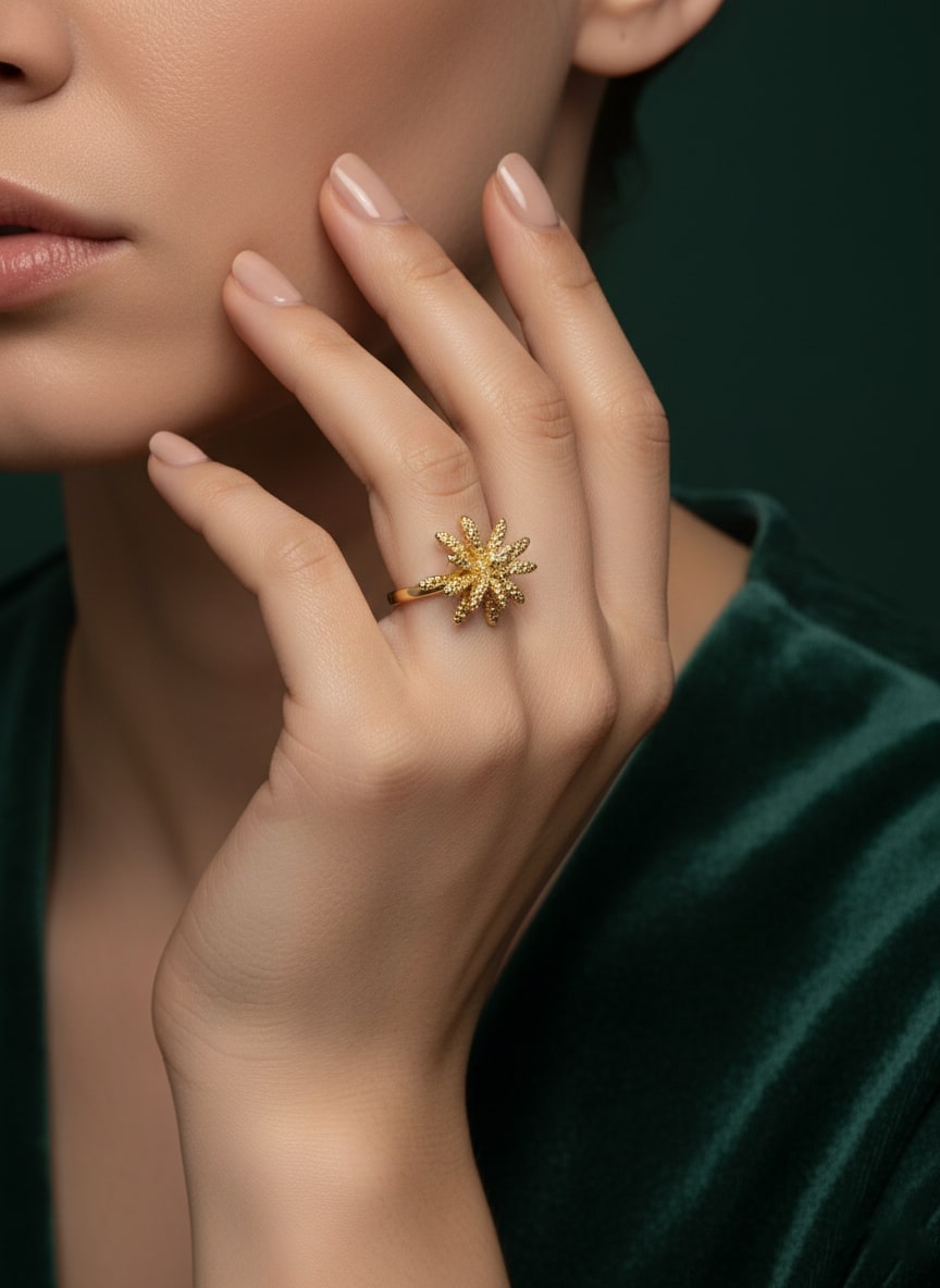 Beautiful Fancy Ring With Texture Flower
