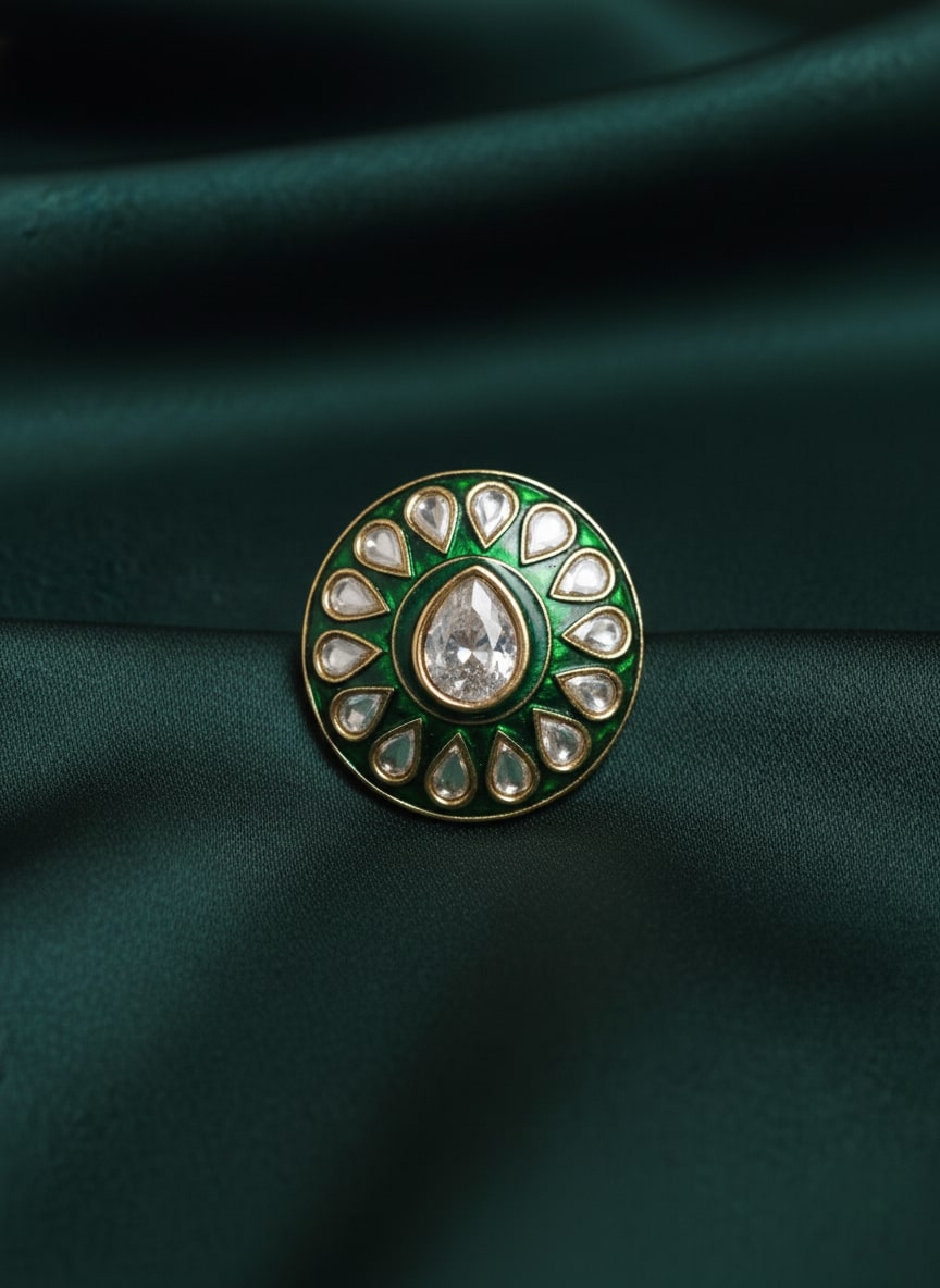 Traditional Minakari Design Kundan Ring