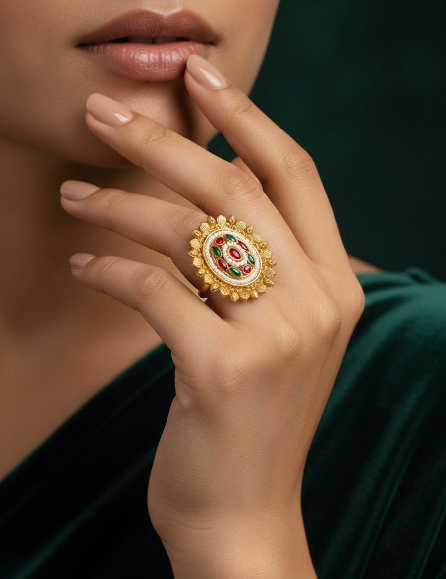 Gold Plated Unique Ethnic Design Ring