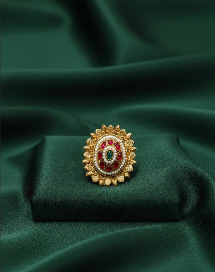 Gold Plated Antique Ethnic Design Ring