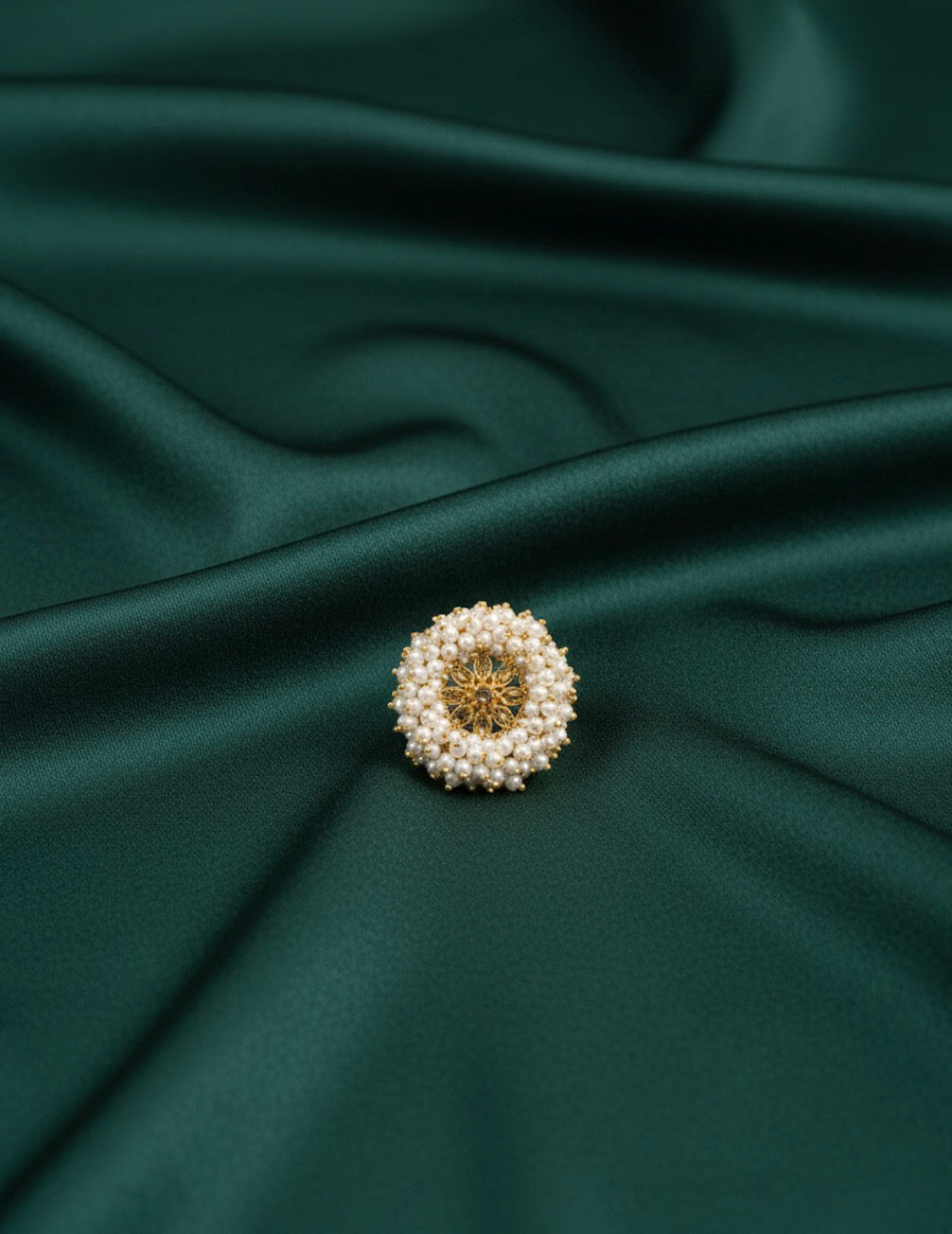 Gold Plated Ring With Beaded Flower