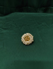 Fancy Golden Ring With Beaded Flower