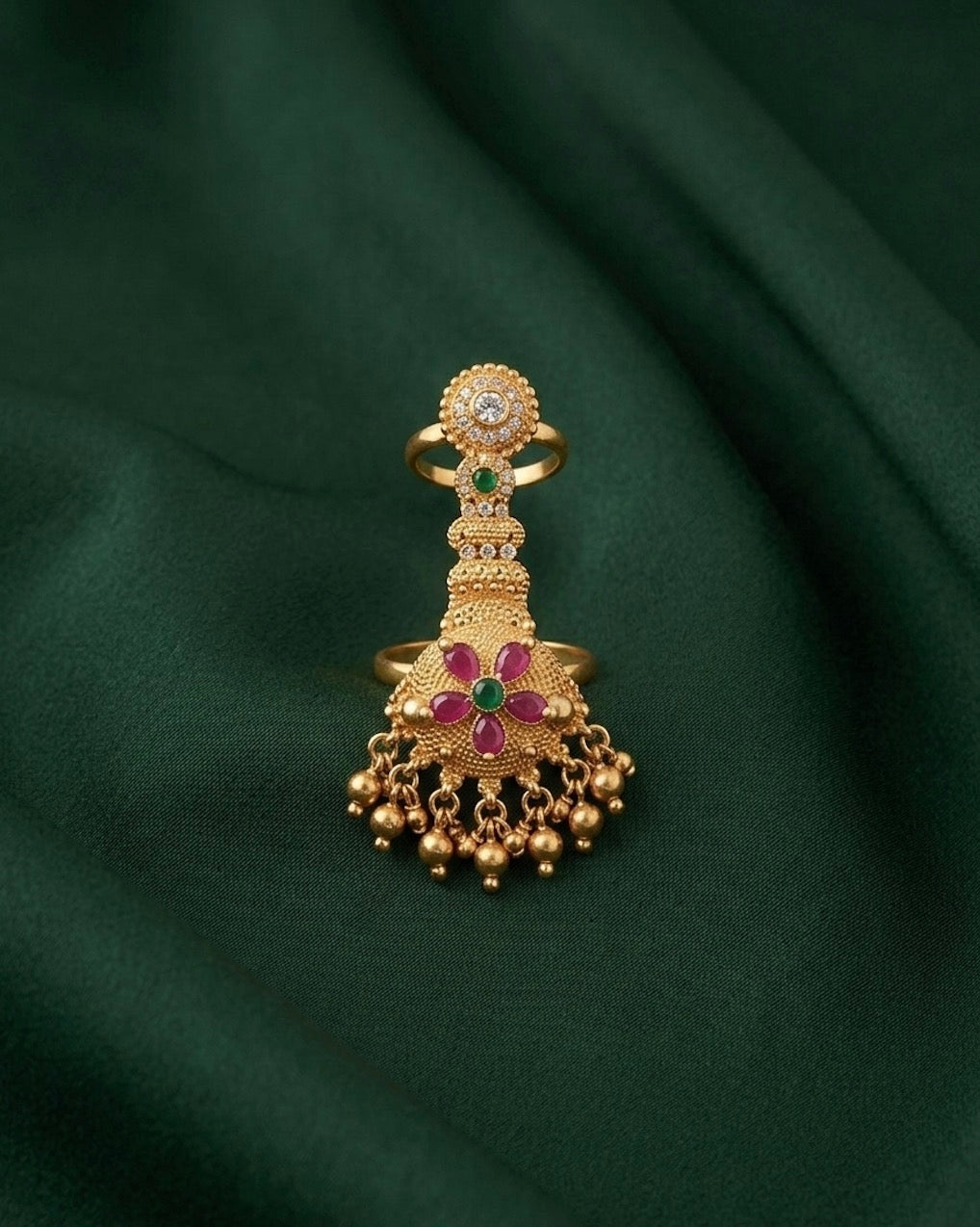 Women Gold-Plated Stone Studded Traditional Statement Ring