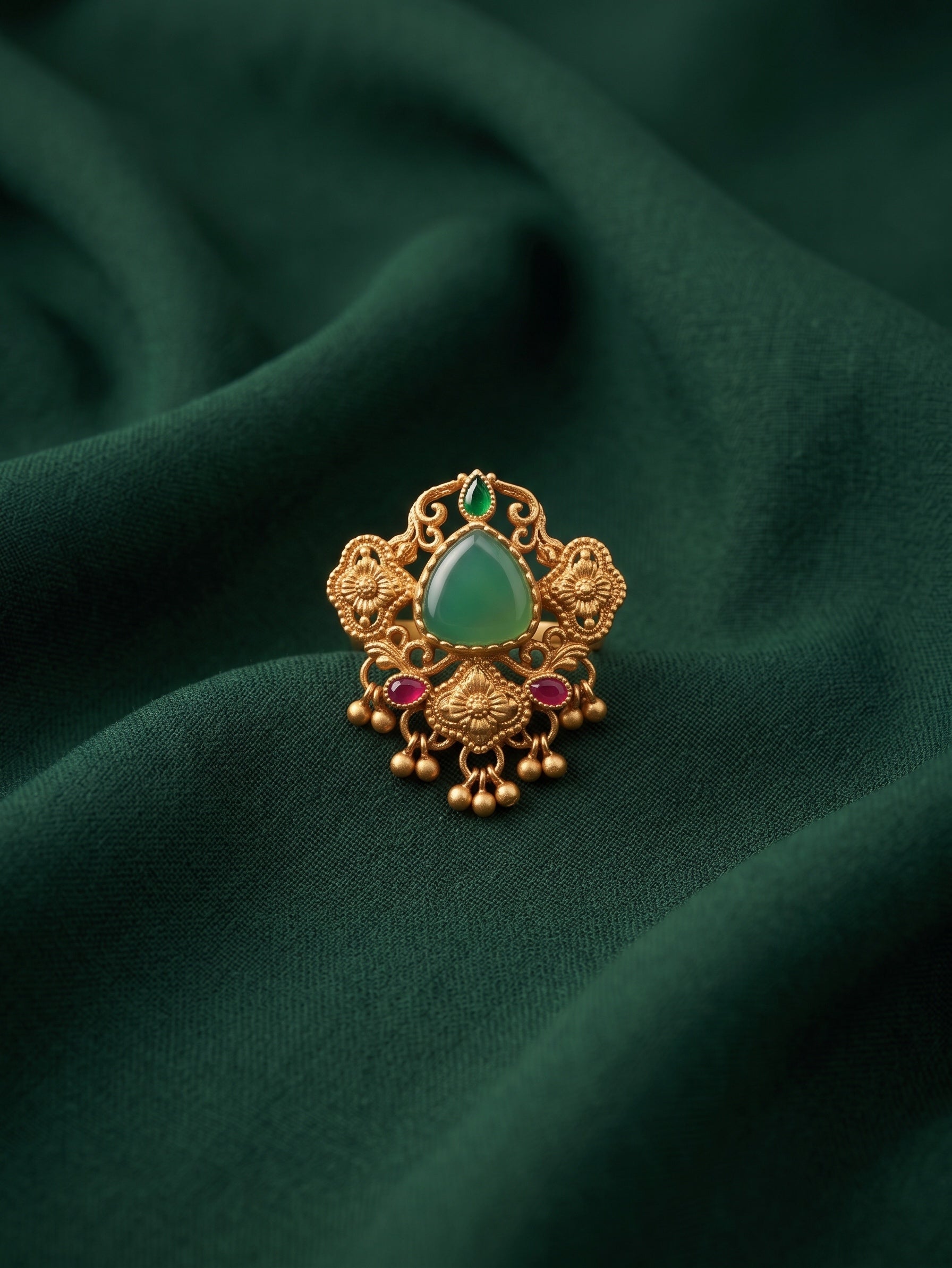 Women Gold-Plated Kundan Traditional Statement Ring