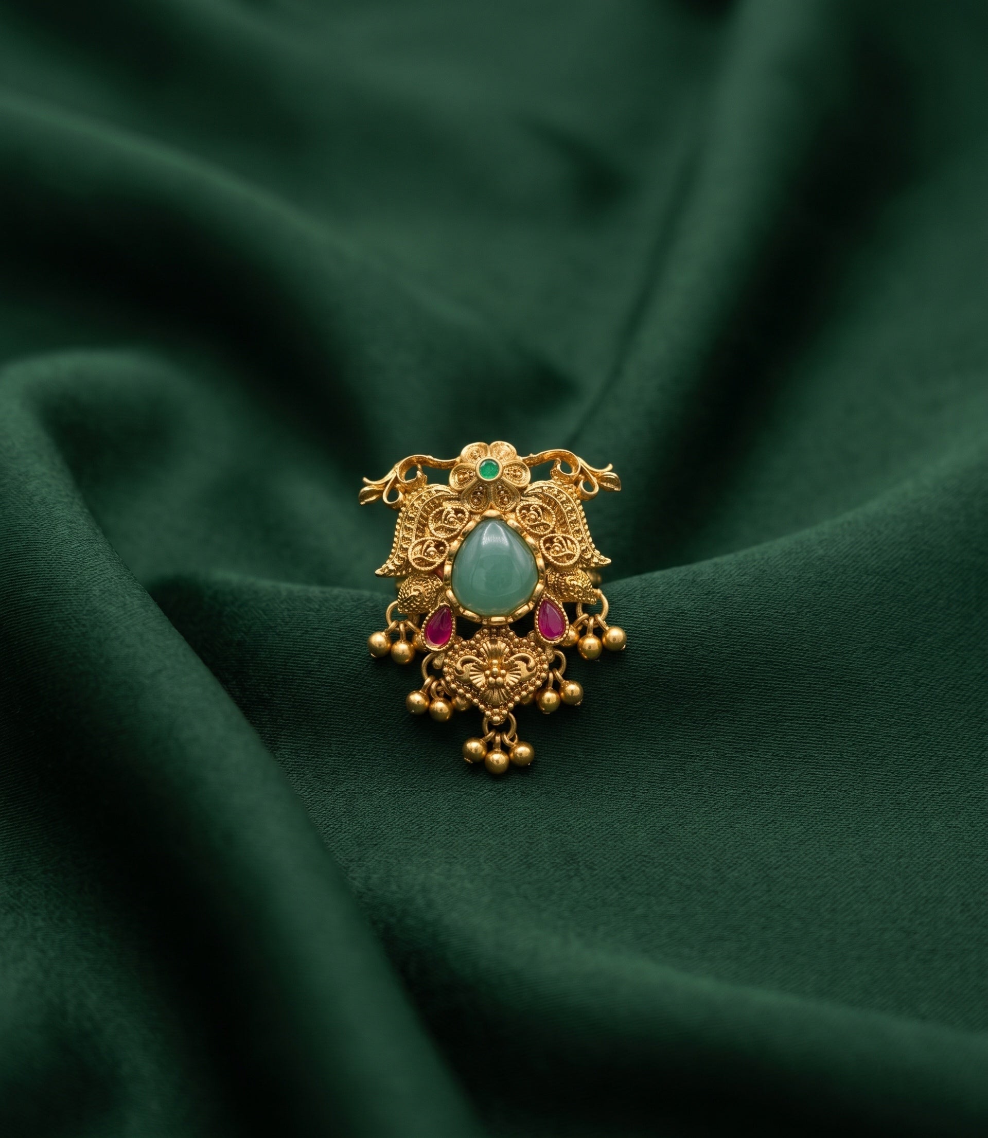 Women Gold-Plated Stone Studded Traditional Statement Ring