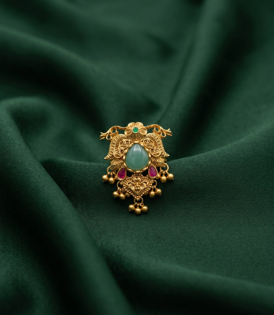 Women Gold-Plated Stone Studded Traditional Statement Ring