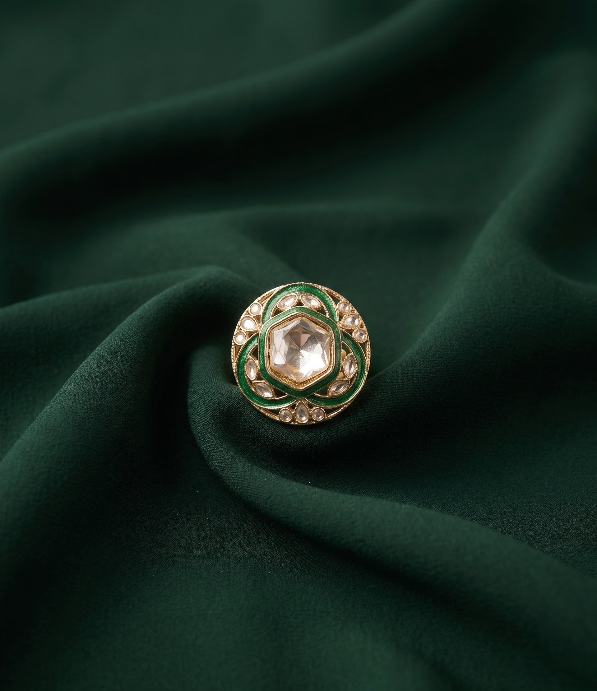 Gold Plated Kundan Ring