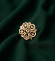 Gold Plated Fancy Diamond & Beaded Ring