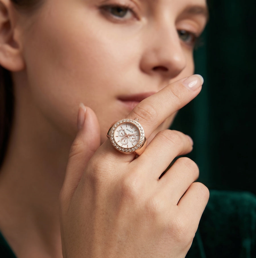 Gold Plated Trendy Watch Ring For Women
