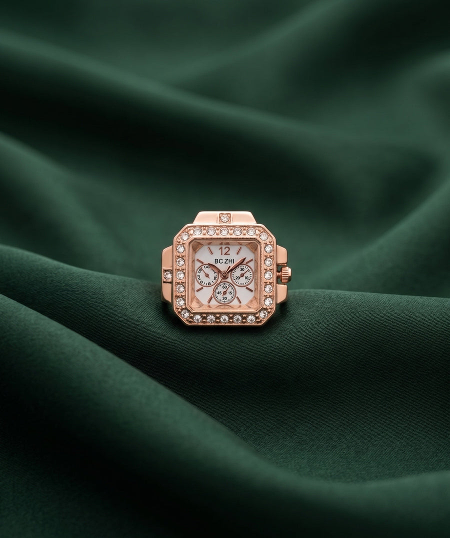 Rose Gold Plated Watch Ring For Women