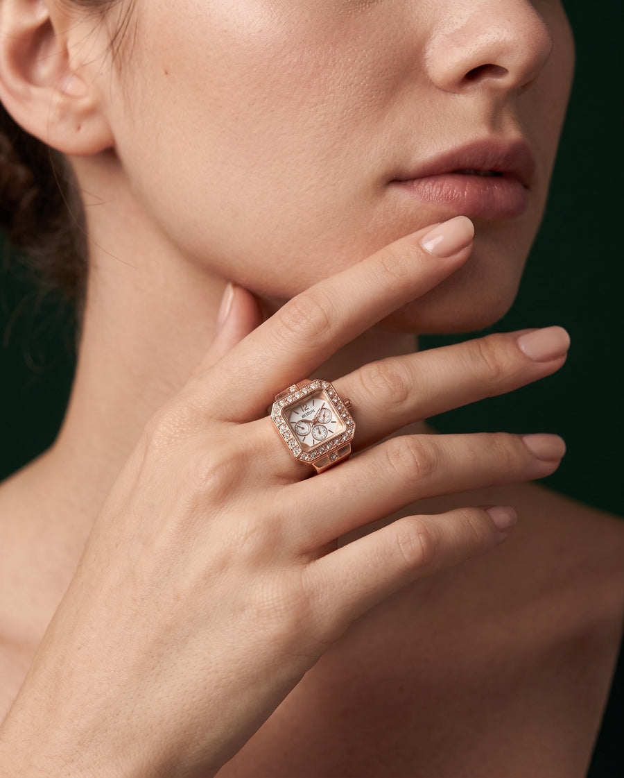 Rose Gold Plated Watch Ring For Women
