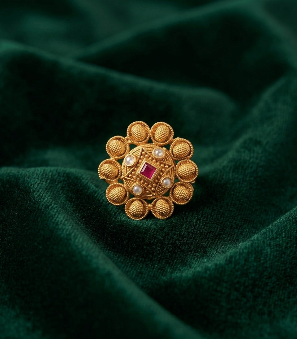 Gold-Toned Traditional Look Ring for Women
