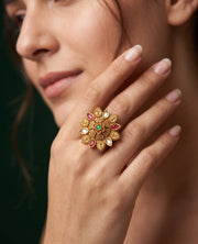 Gold-Toned Traditional Look Ring for Women