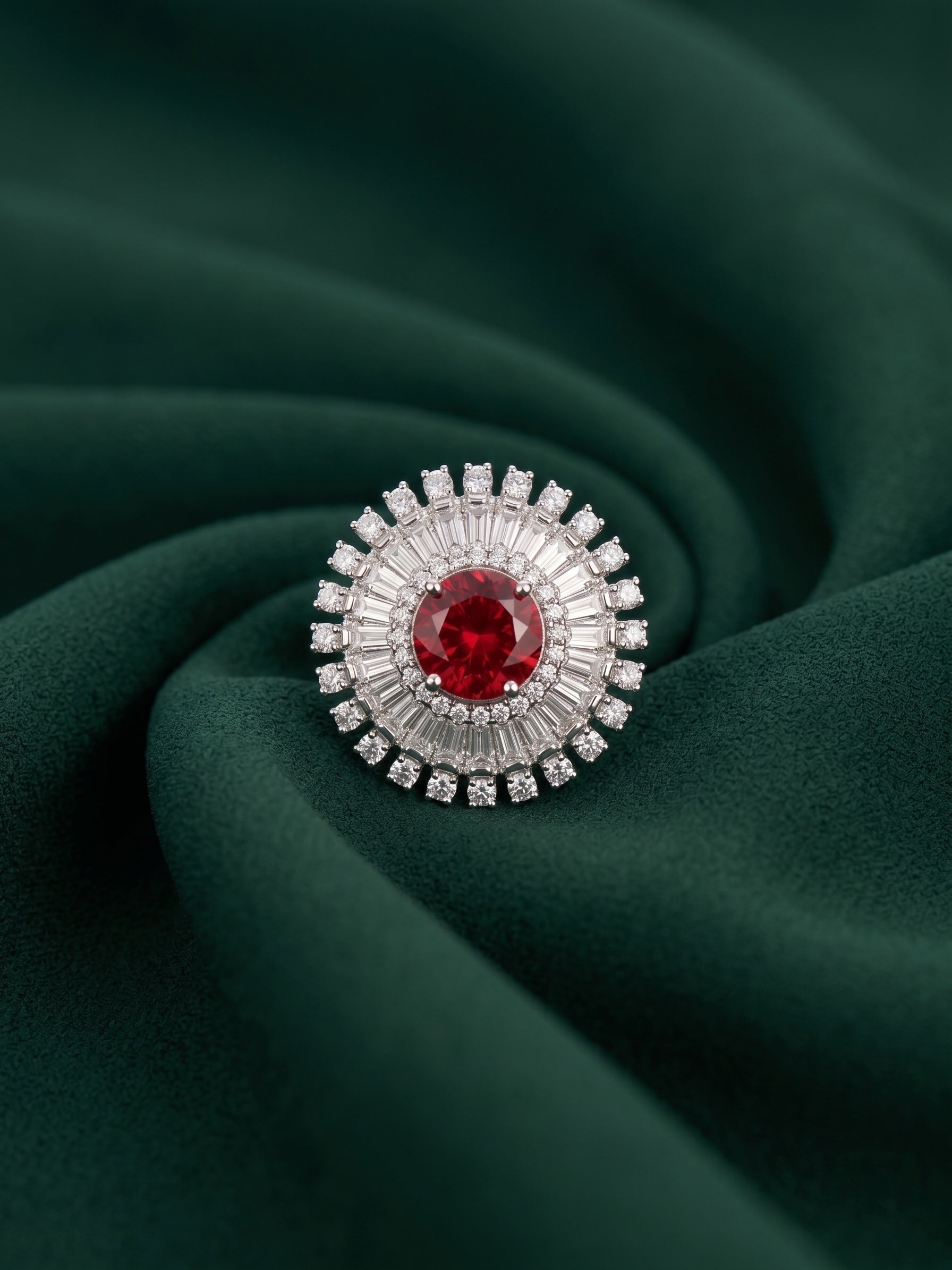 Silver-Plated AD Stone Studded Ring for Women